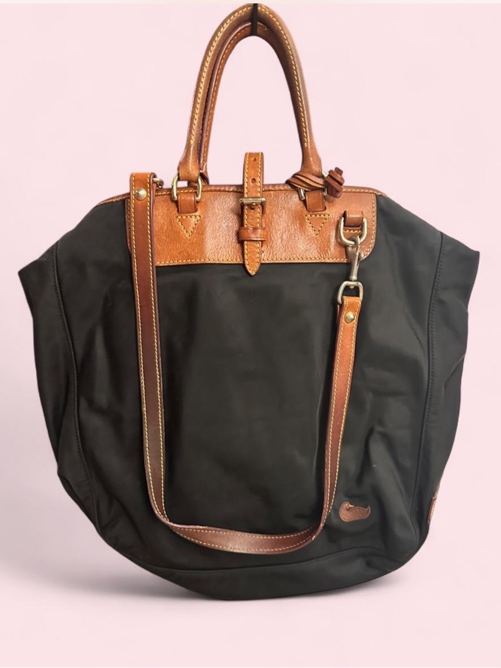 Dooney & Bourke - Black + Brown Leather-Trim Tote Bag (Preloved)